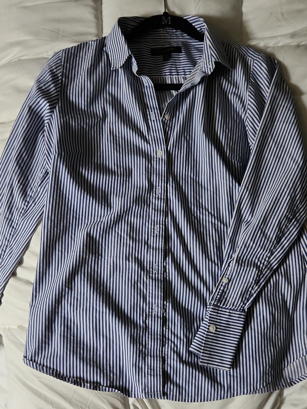 Banana Republic Navy and White Striped Dress Shirt